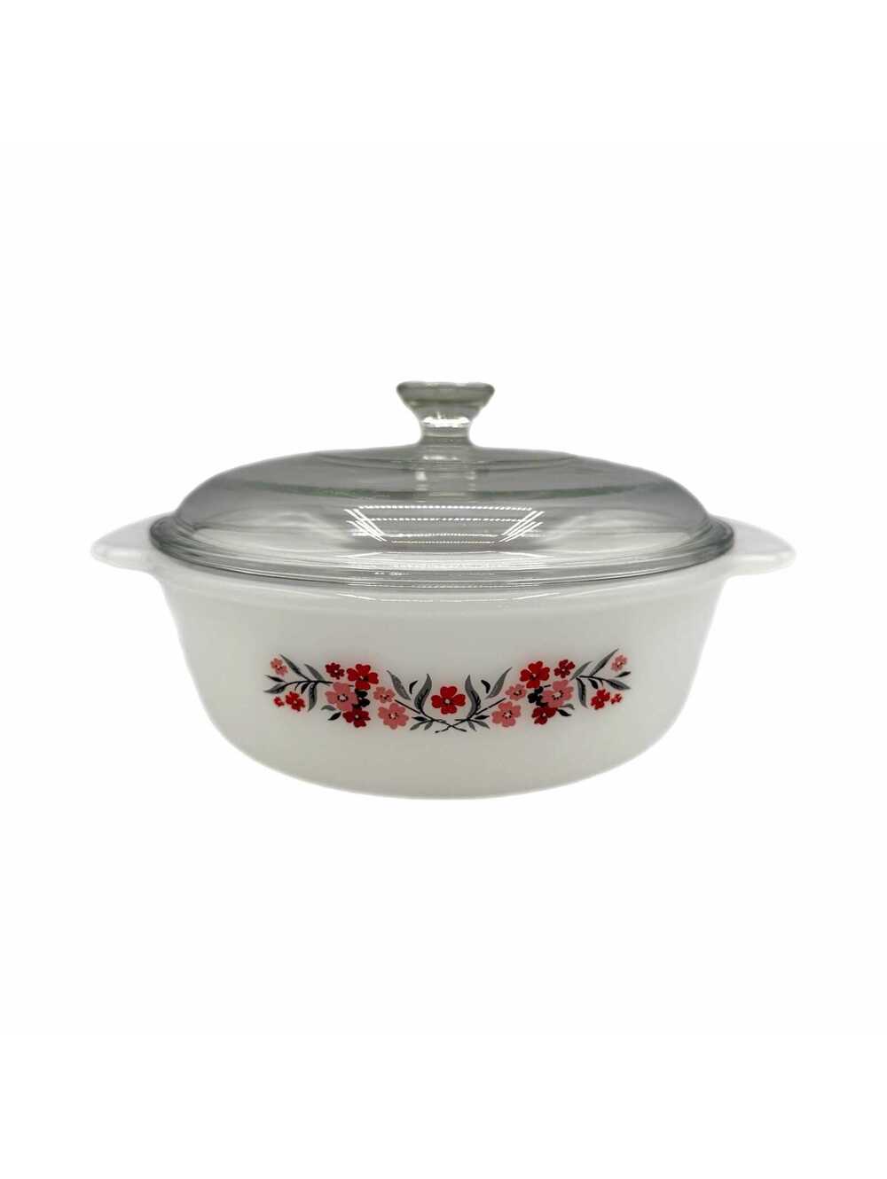 Vintage Anchor Hocking Fire-King 1.5l Primrose Glass Casserole Dish & Glass Lid